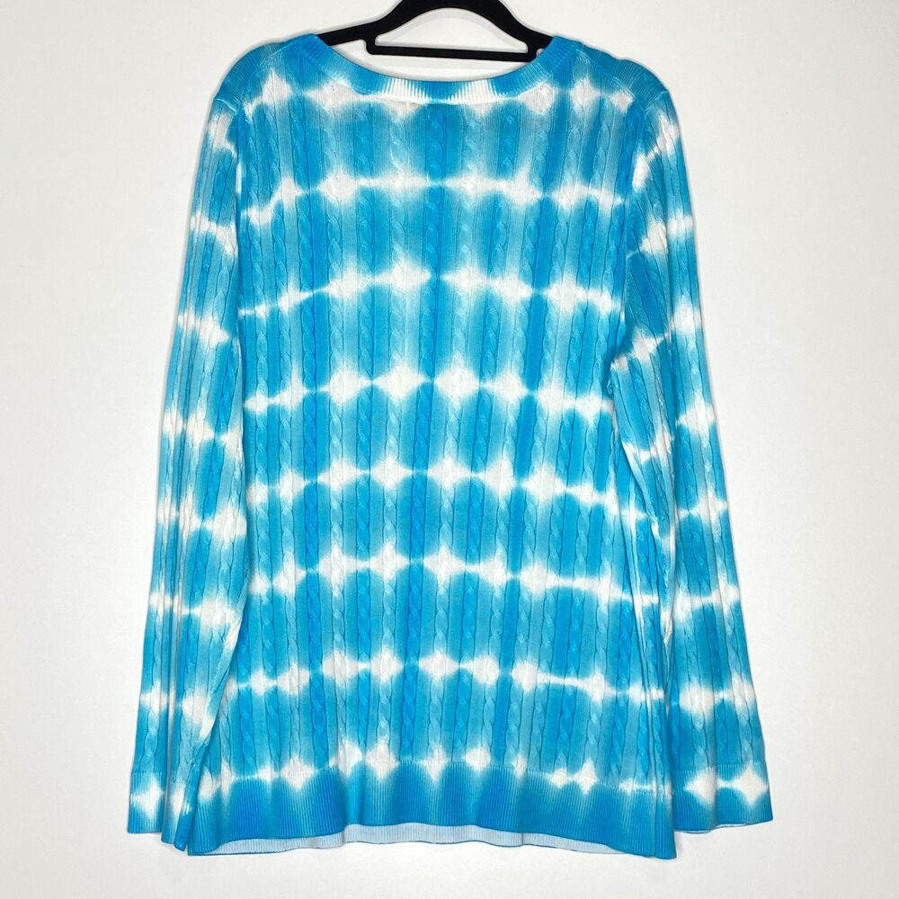 New Talbots Linear Tie Dye Cable Knit Crew Neck Sweater Women's Plus Size 1X - Picture 3 of 7